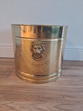Bristol Brass Finish Lion Head Planter Gold Decorative Home Accent No Polishing